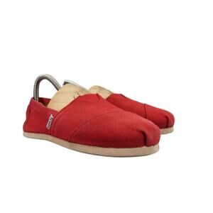 Toms Shoes Womens 6 Flats Casual Canvas Slip On Red Loafer Classic Alpargatas